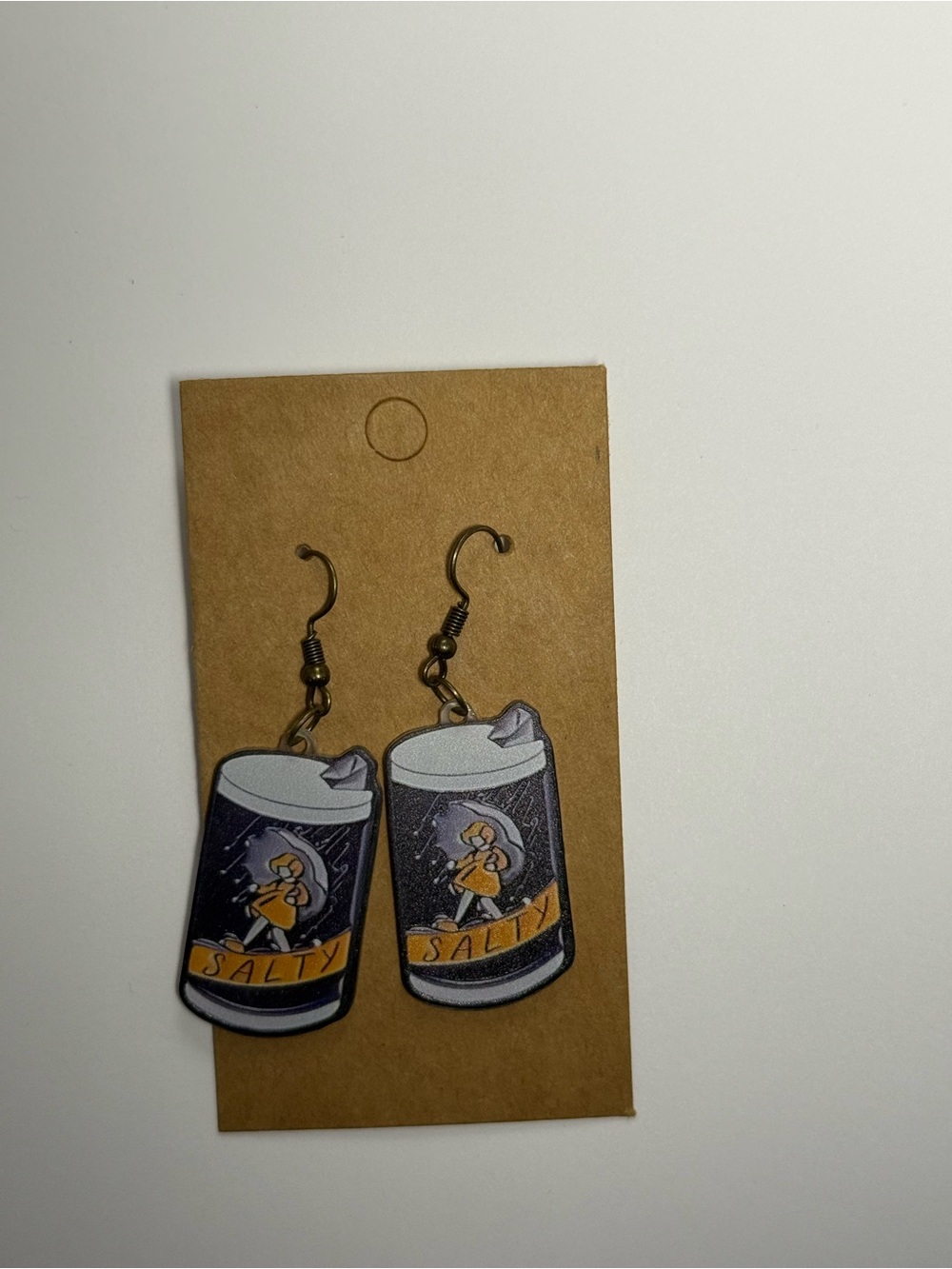 Salty Can Graphic Dangle Earrings - White and Black